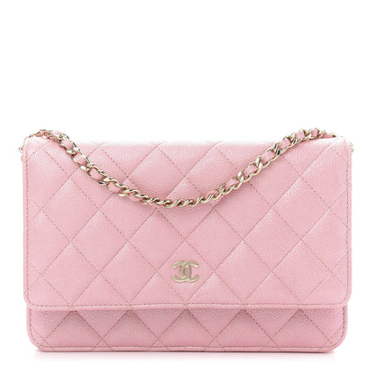 Chanel Iridescent Caviar Quilted Wallet on Chain WOC Pink 1 of 13