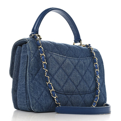 Chanel Denim Quilted Small Trendy CC Flap Dual Handle Bag Blue 3 of 12