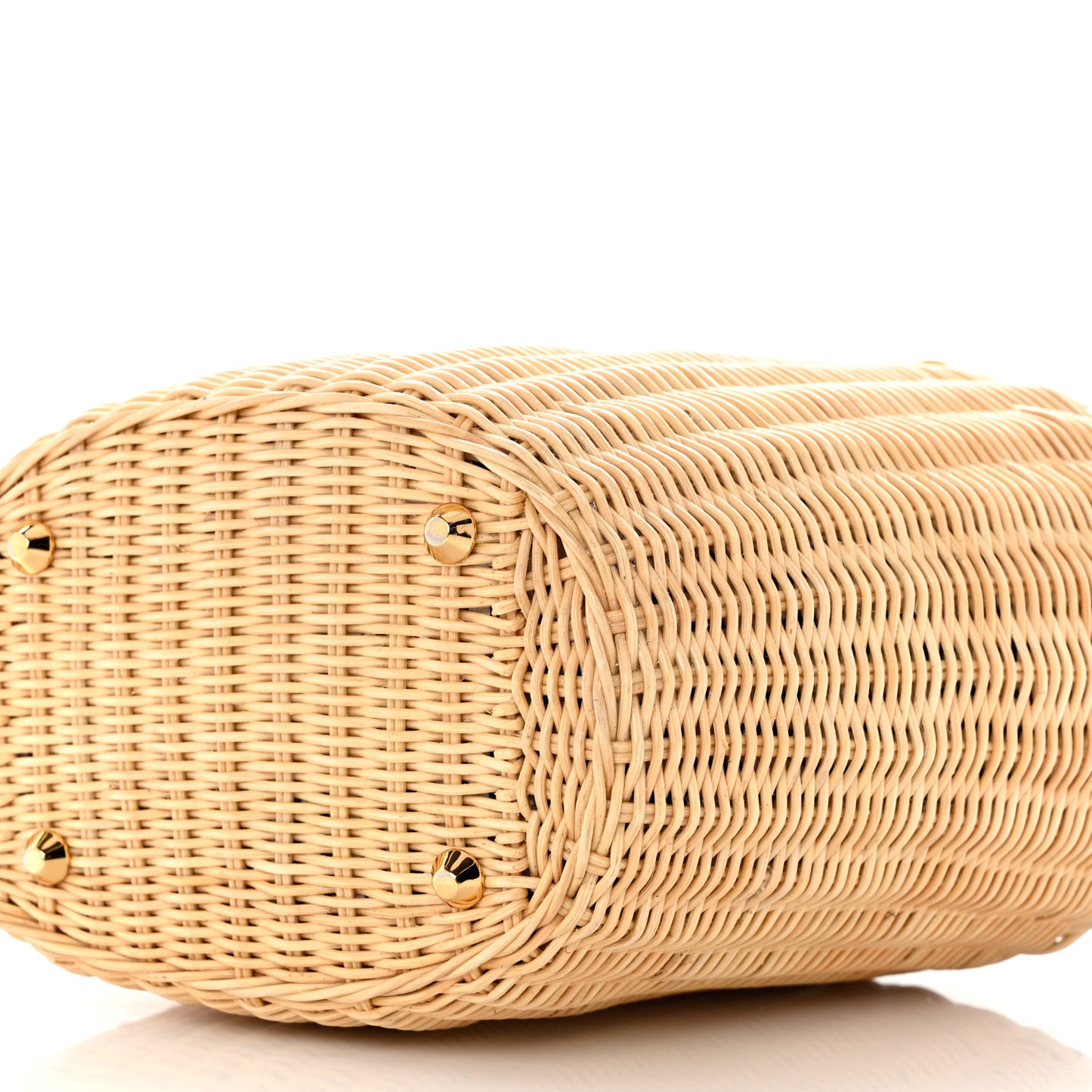 Wicker Canvas Shoulder Bag Naturale Bluette