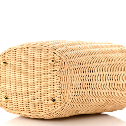 Prada Wicker Canvas Shoulder Bag Naturale Bluette 10 of 11