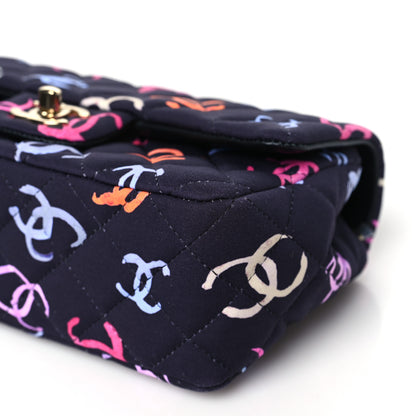 Chanel Printed Fabric Quilted Mini Rectangular Flap Black Pink Blue Yellow Orange 10 of 11