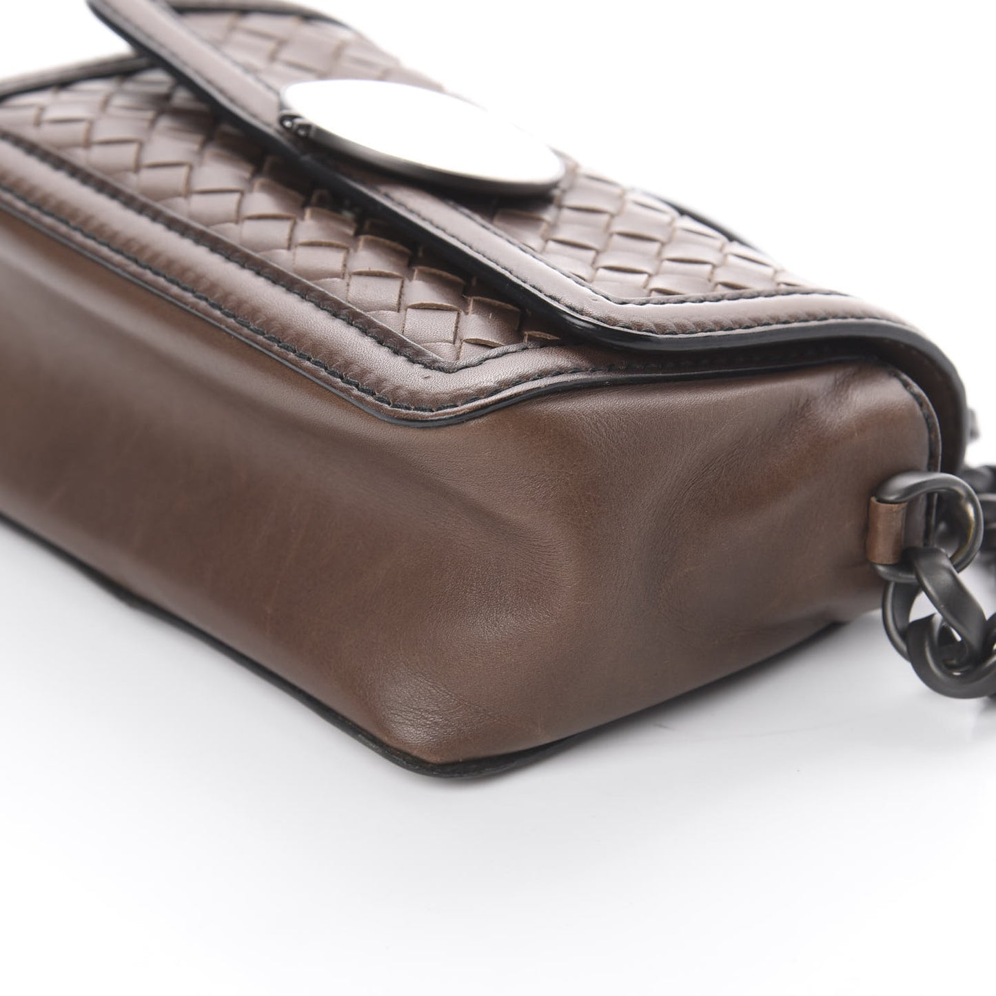 Nappa Intrecciato Border Sphere Flap Bag Brown