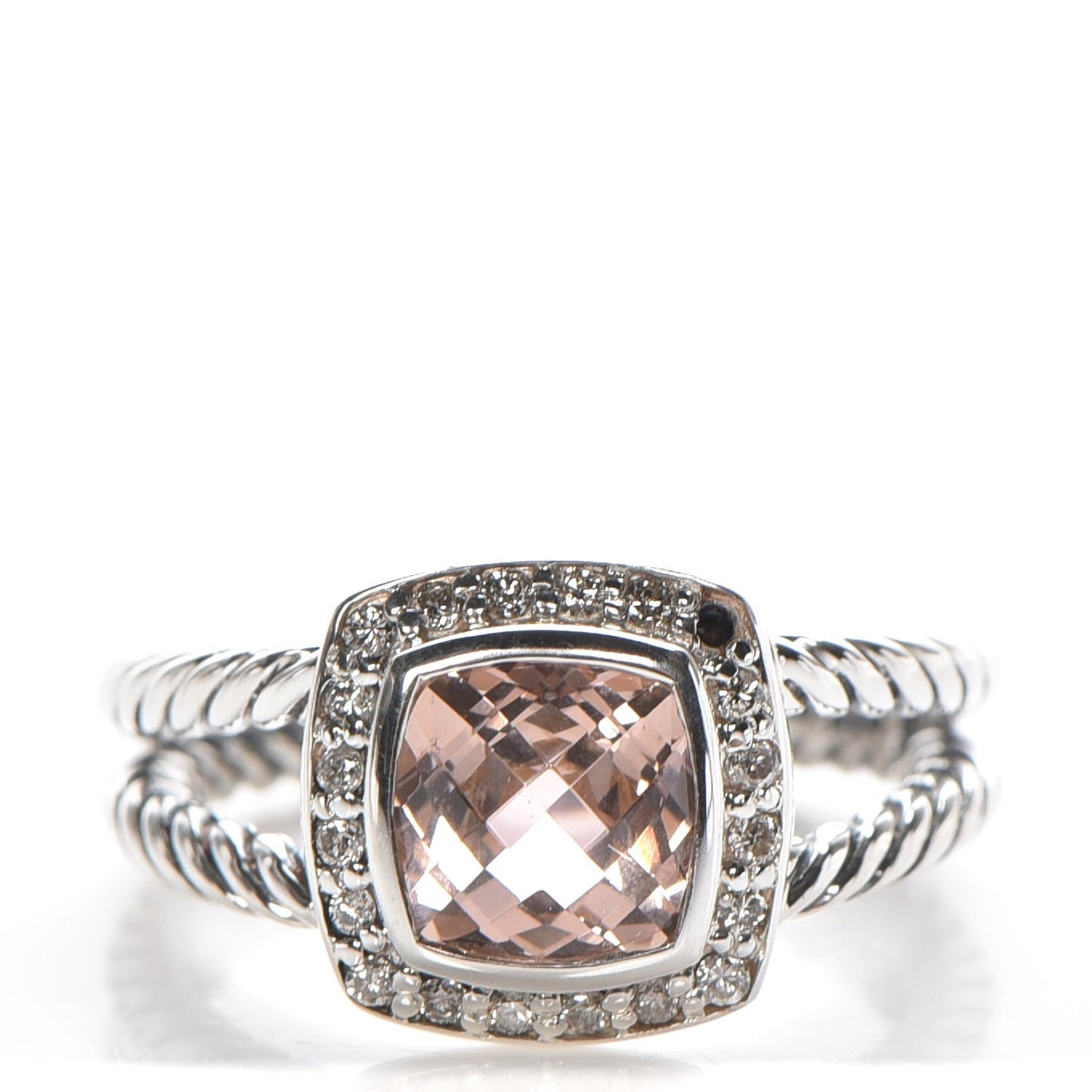 Sterling Silver Diamond Morganite 7mm Petite Albion Ring 53 6.5
