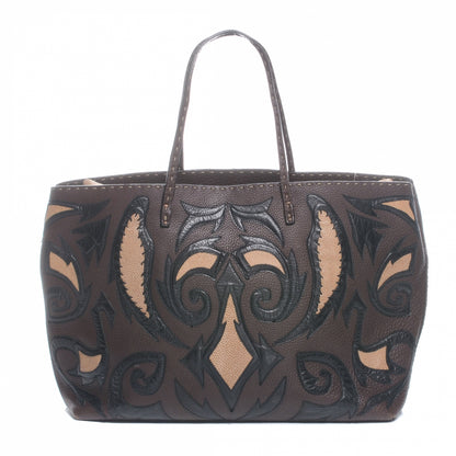 Fendi Calfskin Romano Stingray Selleria Whipstitch Shopper Tote Brown 1 of 7