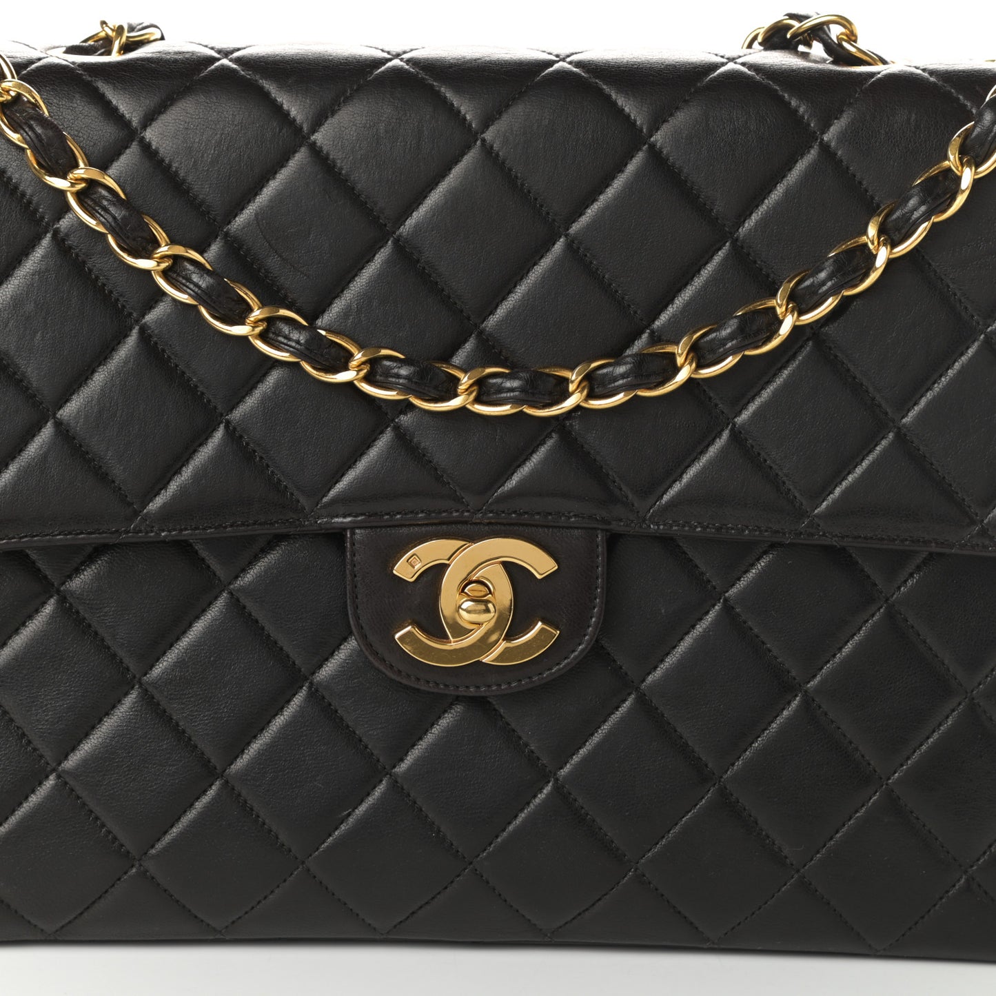 Lambskin Quilted Jumbo Single Flap Black