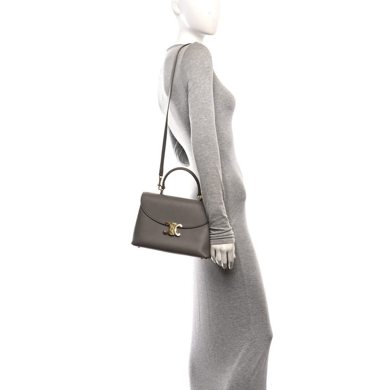 Celine Supple Calfskin Medium Nino Cloudy Grey Pebble 2 of 13