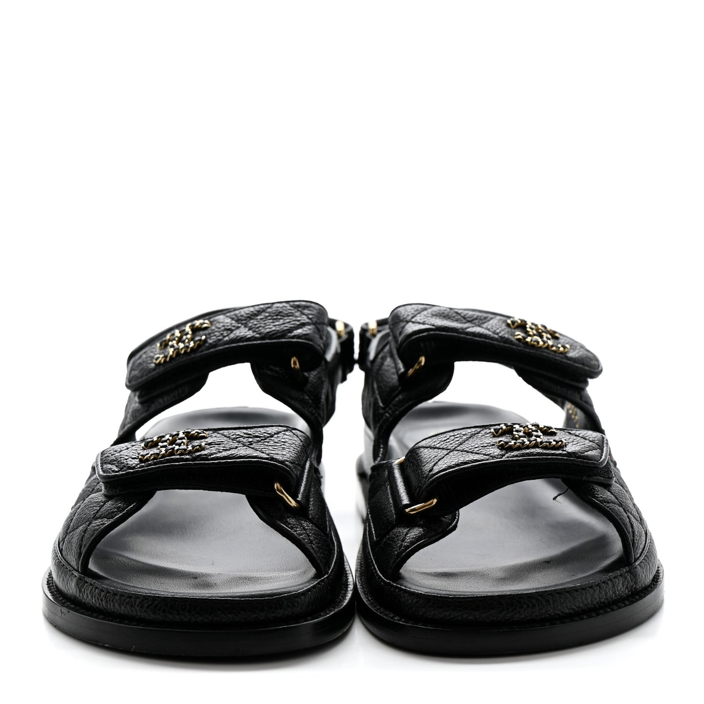 Grained Calfskin Velcro Dad Sandals 36.5 Black