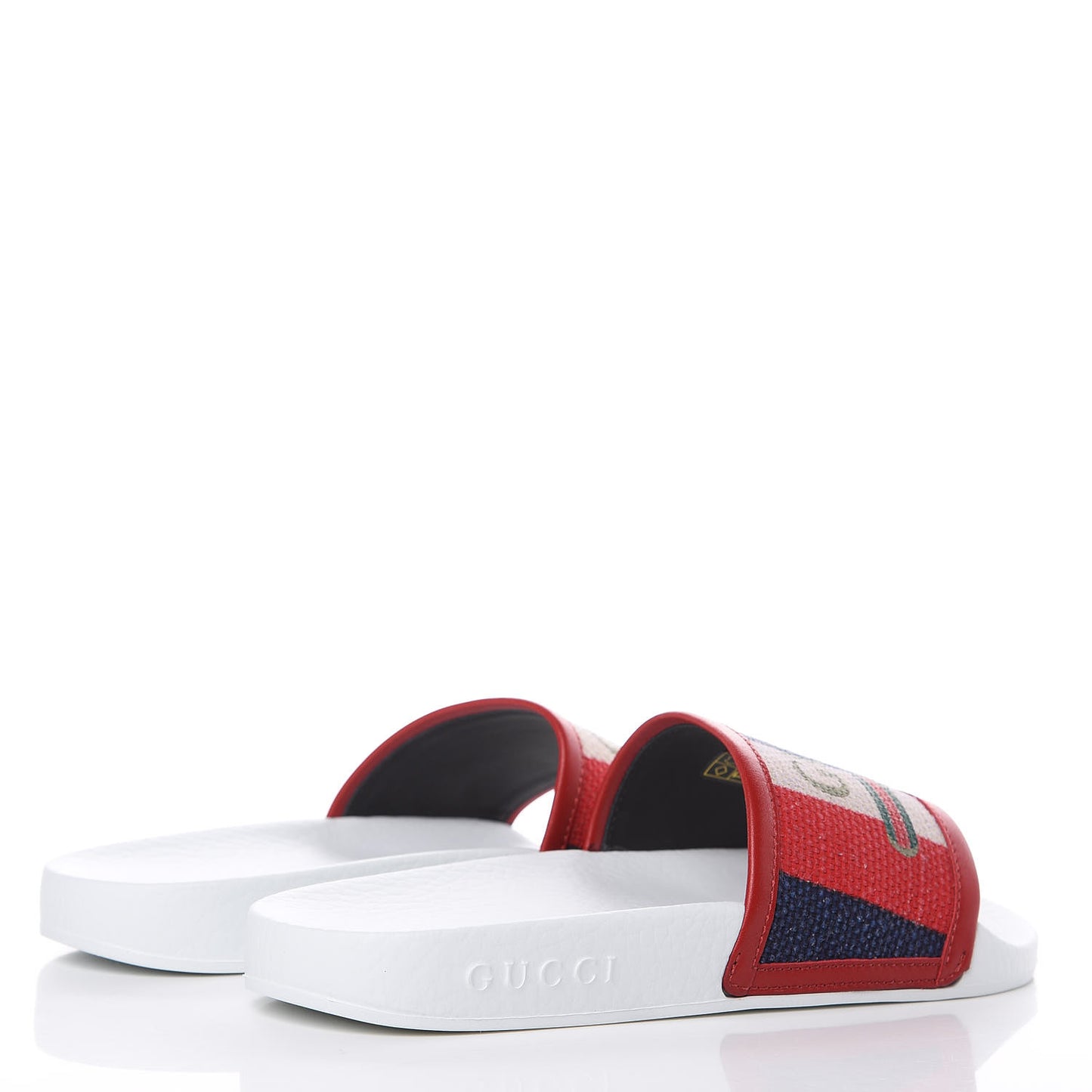 Canvas Sylvie Stripe Logo Pursuit Slide Sandals 36 Mystic White Hibiscus Red Maritime