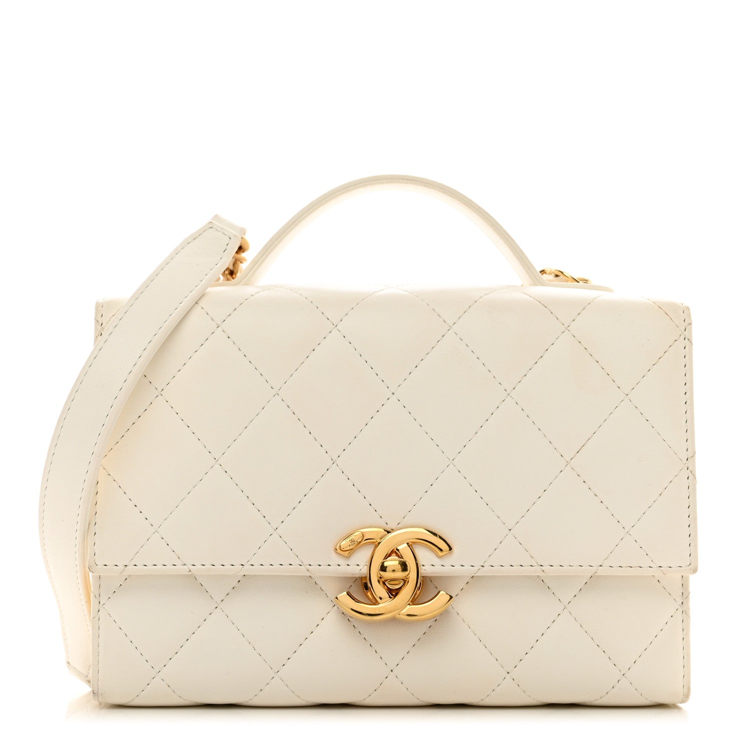 Chanel Lambskin Quilted Mini Golden Plate Flap White 1 of 12