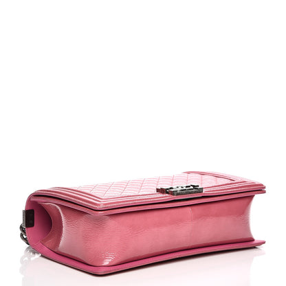 Chanel Distressed Patent Quilted New Medium Boy Flap Pink 4 of 9