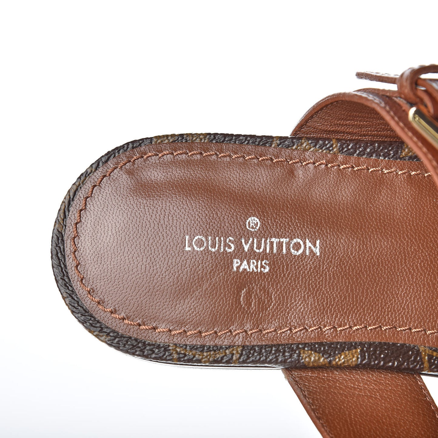 Calfskin Monogram Golden Bloom Flat Sandals 36 Gold