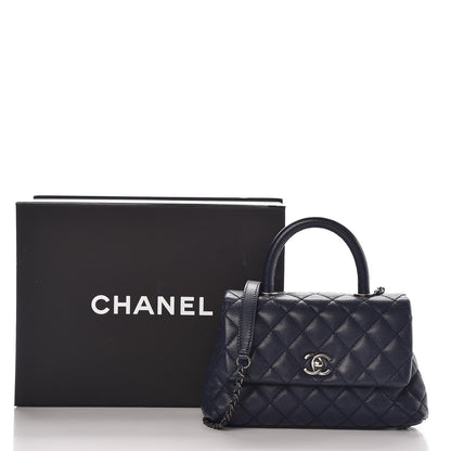Chanel Caviar Quilted Mini Coco Handle Flap Navy Blue 8 of 8