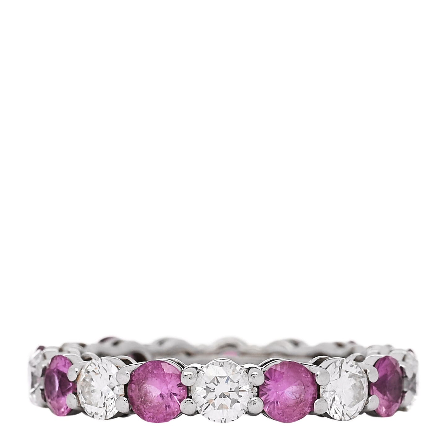Platinum Diamond Pink Sapphire Eternity Band Ring 51 5.75