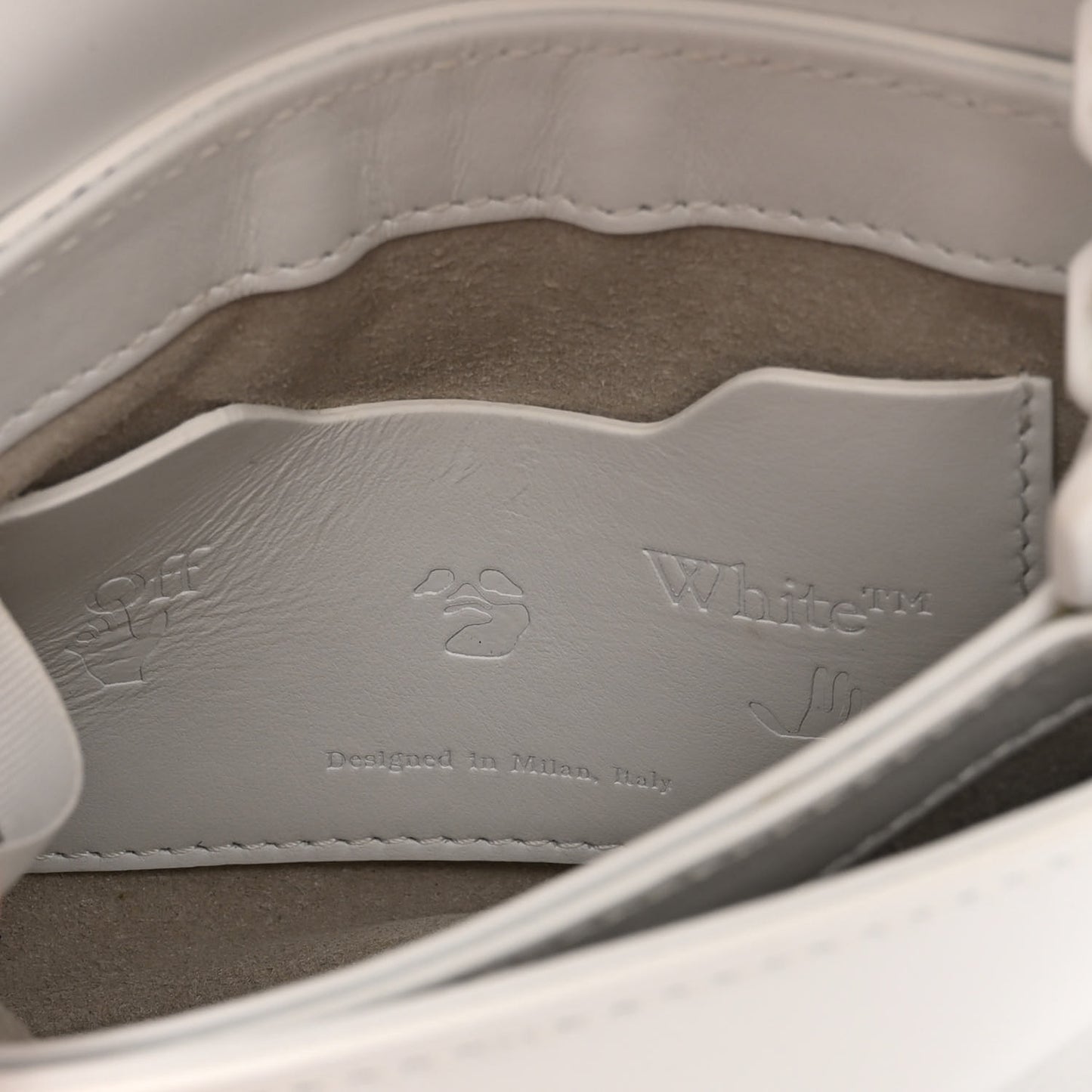 Calfskin Striped Diag Binder Flap Bag White