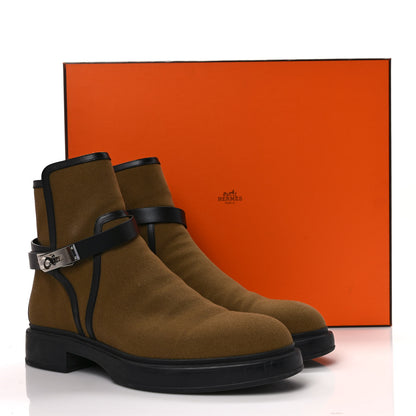 Hermes Canvas Veo Ankle Boots 42 Kaki Black 8 of 8