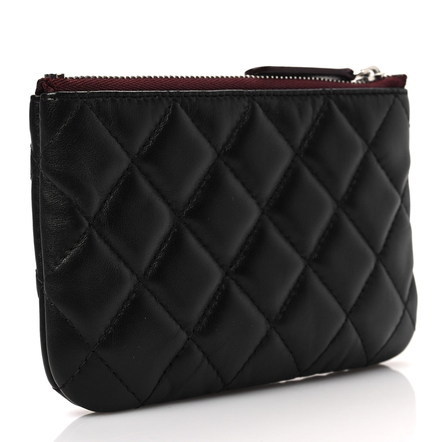 Lambskin Quilted Small Cosmetic Case Black