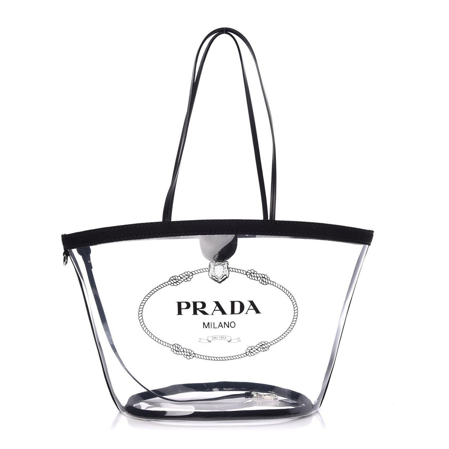 Plexiglass Calfskin Small Shopper Tote Black