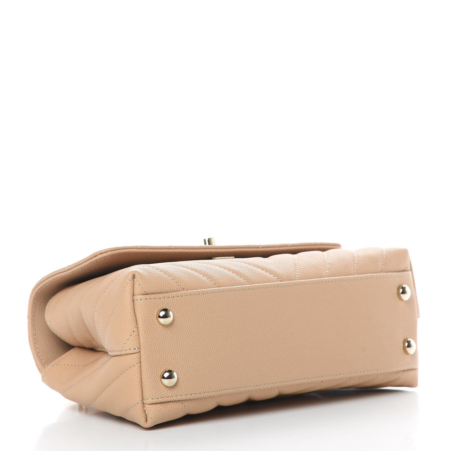 Chanel Caviar Chevron Quilted Mini Coco Handle Flap Beige 4 of 12