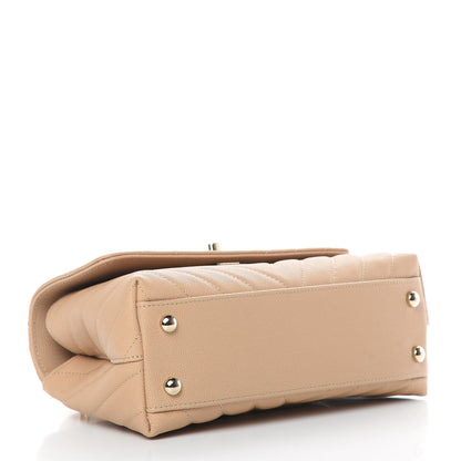 Chanel Caviar Chevron Quilted Mini Coco Handle Flap Beige 4 of 12