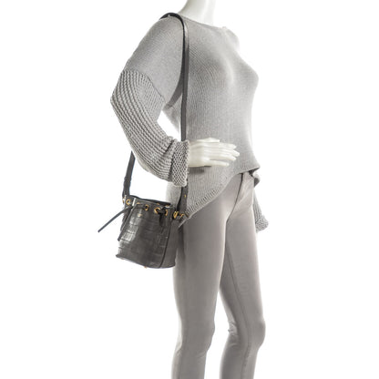 Saint Laurent Calfskin Crocodile Embossed Small Emmanuelle Bucket Earth 2 of 7