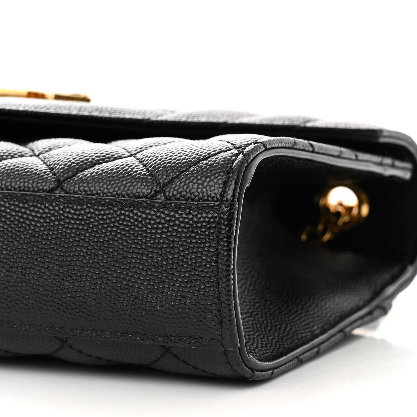 Grain De Poudre Textured Mixed Matelasse Triquilt Small Monogram Satchel Black