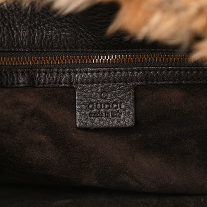 Gucci Raccoon Fur Large Horsebit Chain Hobo Brown 5 of 12