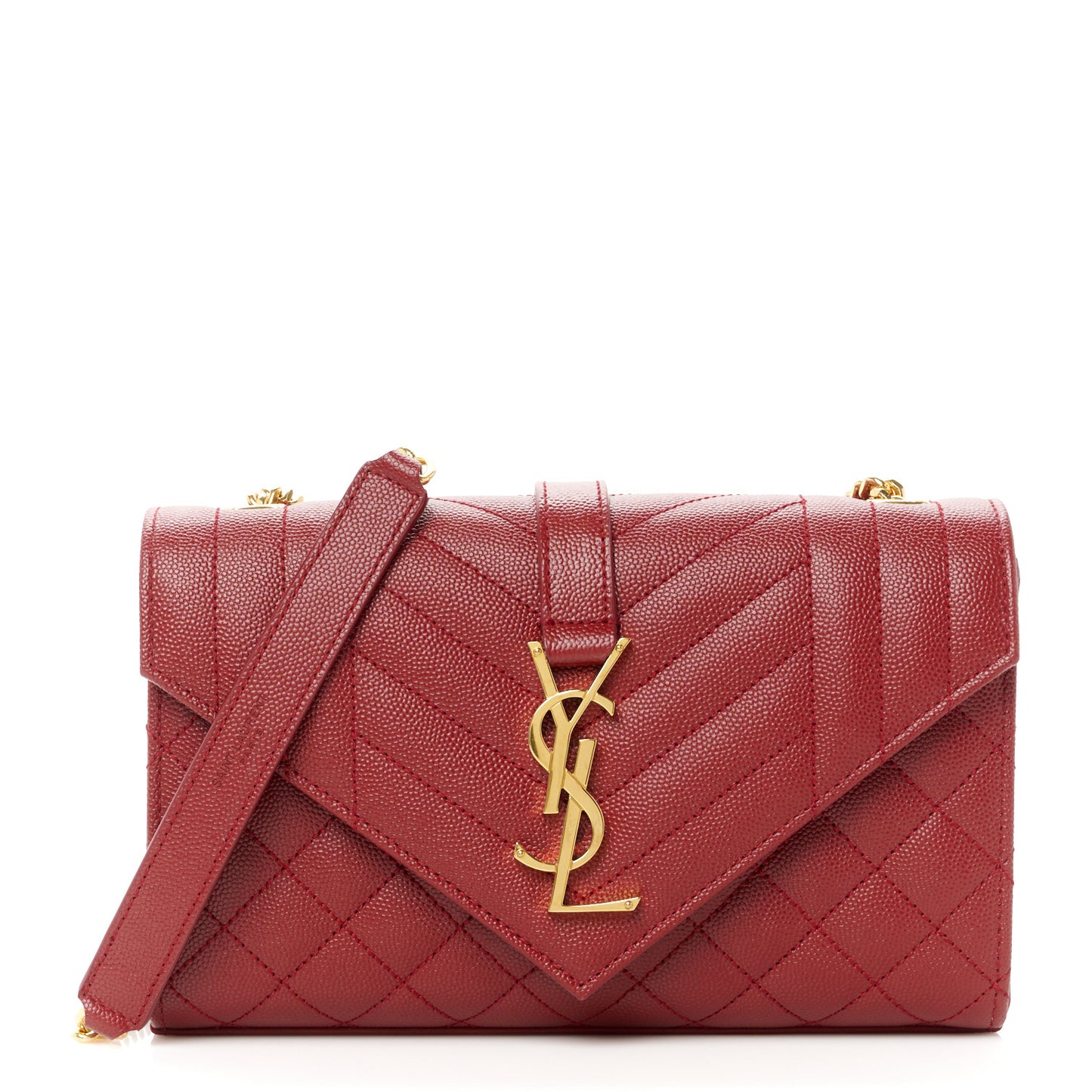 Grain De Poudre Textured Mixed Matelasse Triquilt Small Monogram Satchel Red
