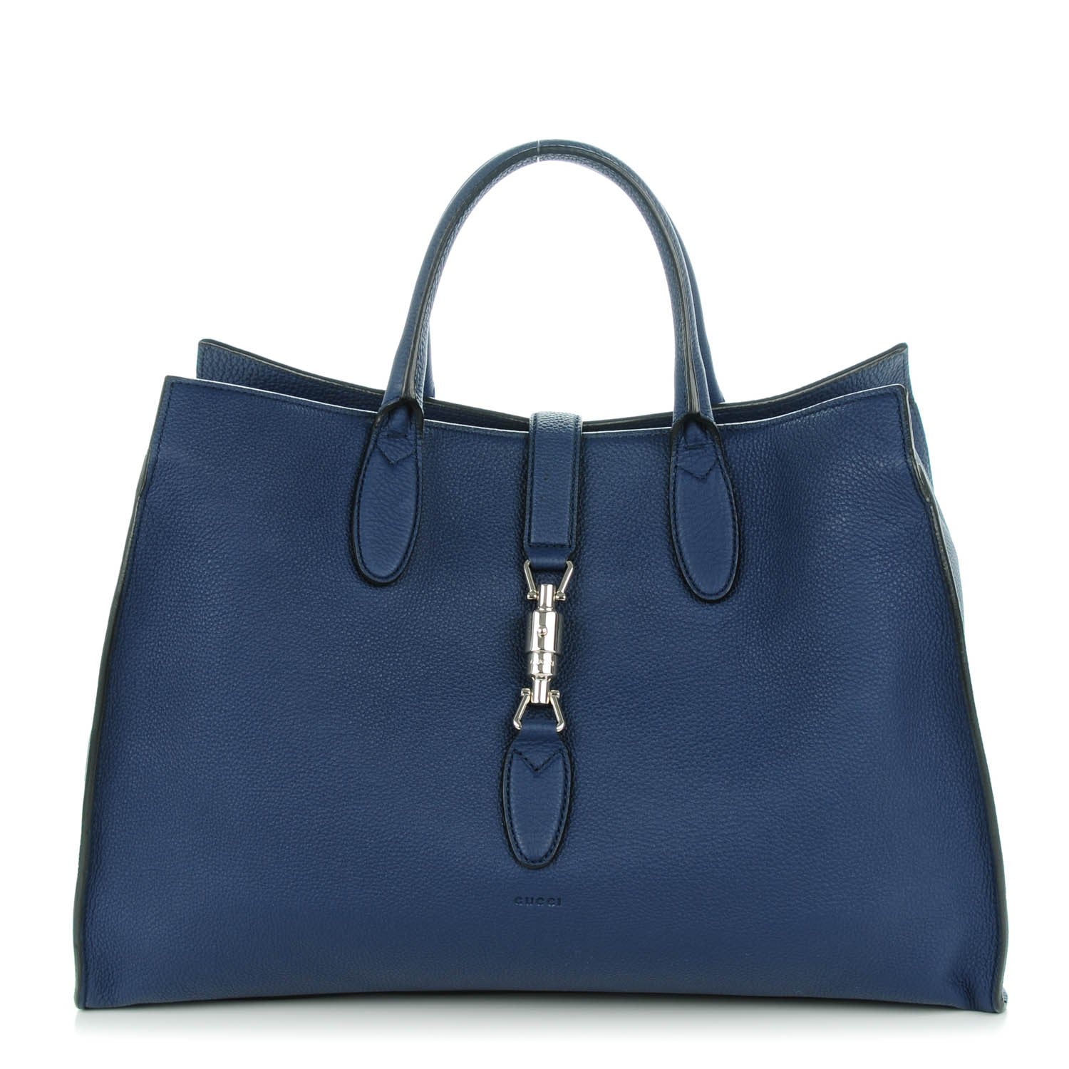 Gucci Soft Calfskin Medium Jackie Top Handle Bag Classic Blue Marine 1 of 7