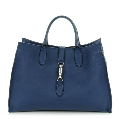 Gucci Soft Calfskin Medium Jackie Top Handle Bag Classic Blue Marine 1 of 7