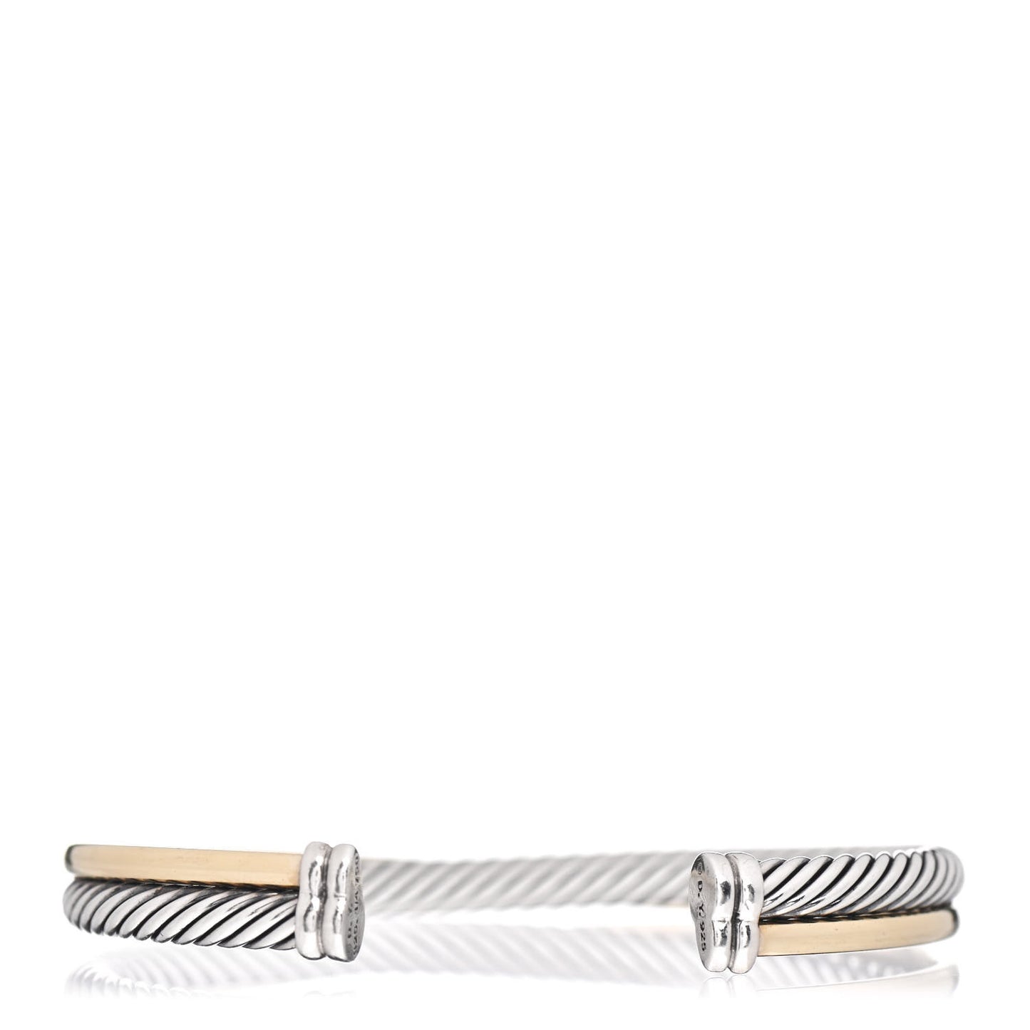 Sterling Silver 18K Yellow Gold 5mm Crossover Cuff Bracelet