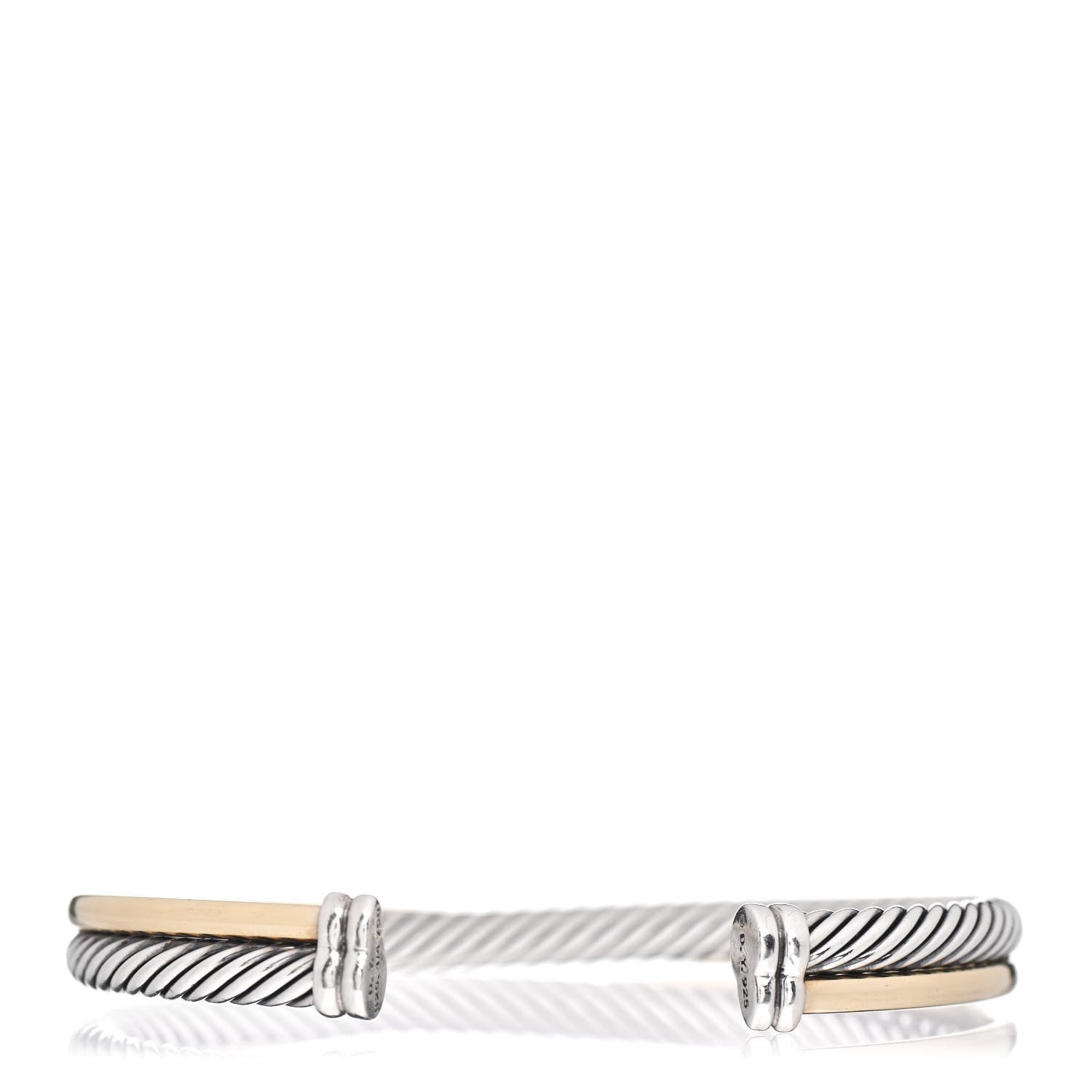 David Yurman Sterling Silver 18K Yellow Gold 5mm Crossover Cuff Bracelet 3 of 4