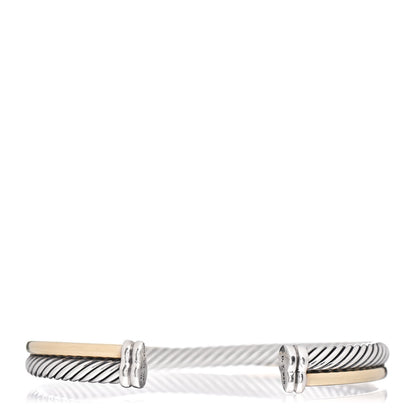 David Yurman Sterling Silver 18K Yellow Gold 5mm Crossover Cuff Bracelet 3 of 4