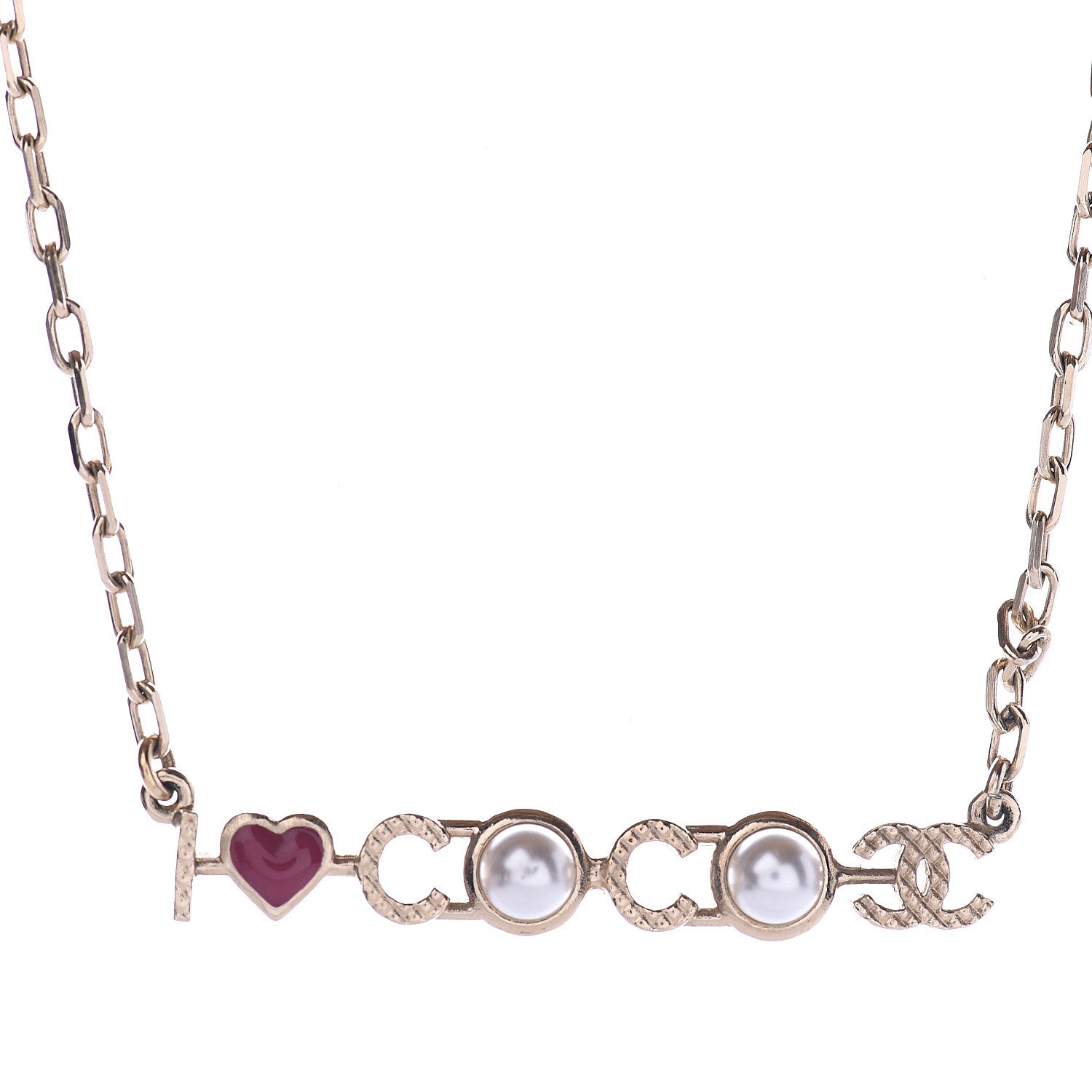 Chanel Metal Resin Pearl I Love Coco Necklace Gold Multicolor 3 of 5
