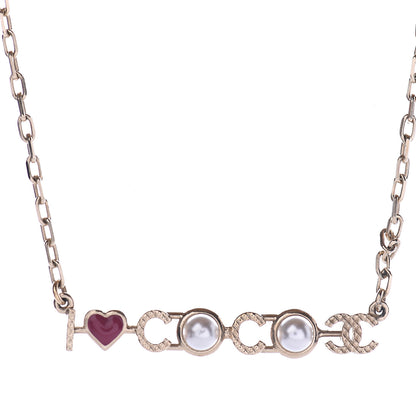 Chanel Metal Resin Pearl I Love Coco Necklace Gold Multicolor 3 of 5