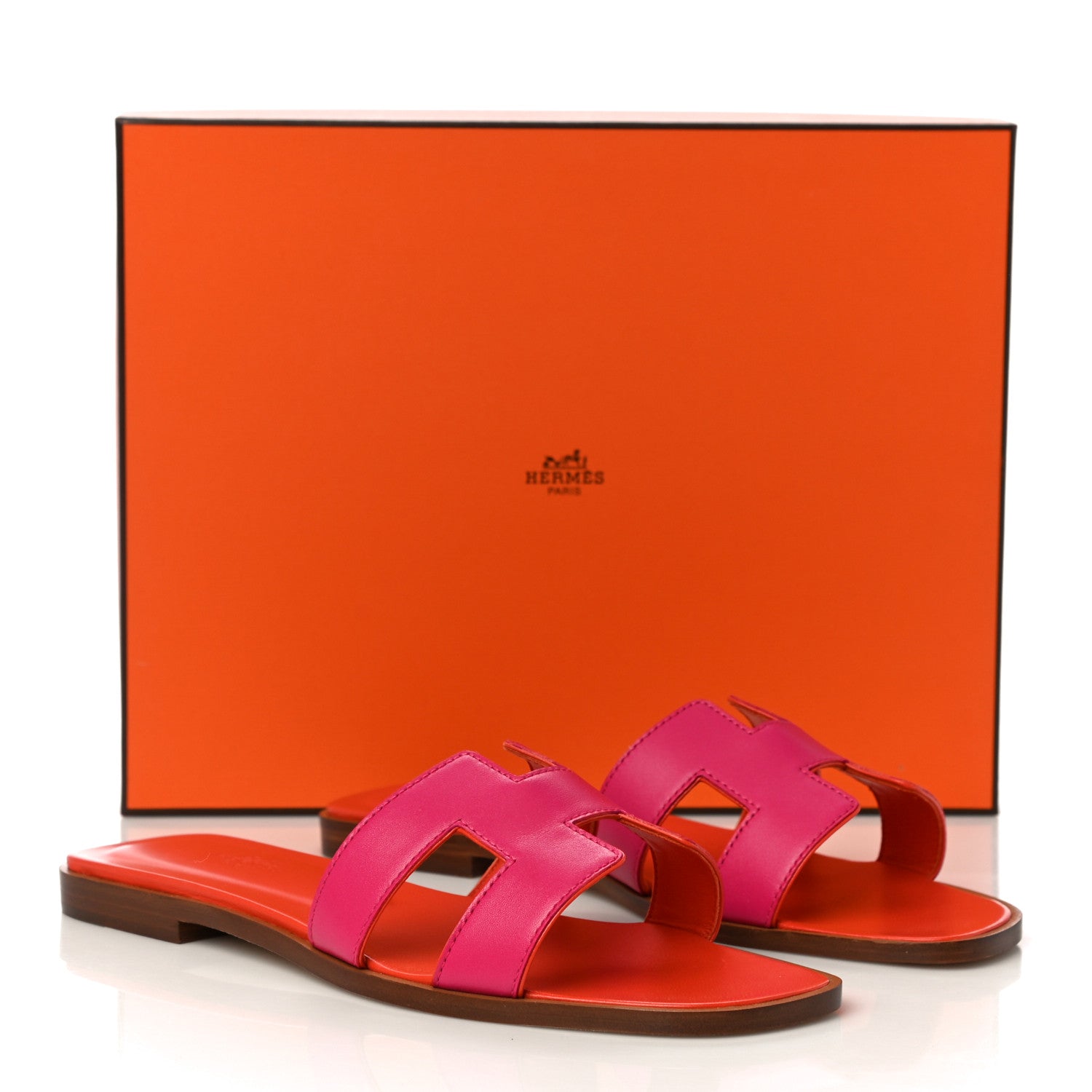 Hermes Calfskin Oran Sandals 37.5 Rose Flash Orange H 11 of 11