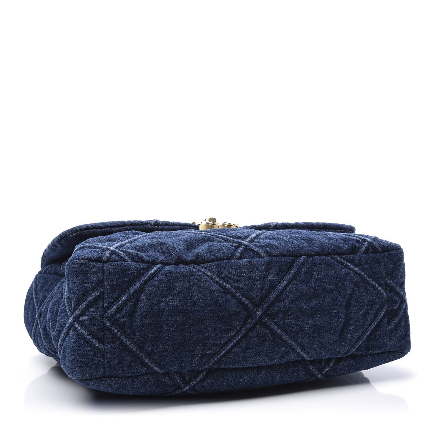 Denim Quilted Large 19 Flap Blue