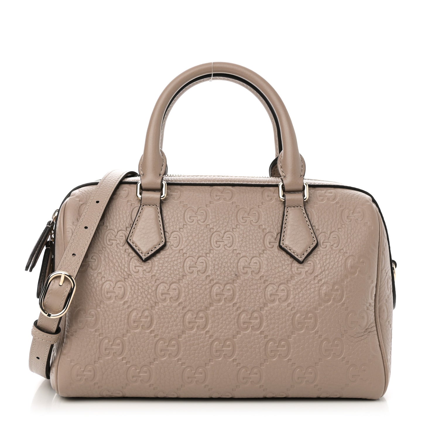 GG Grainy Calfskin Emblem Small Top Handle Bag Taupe