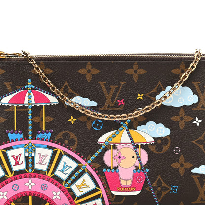 Louis Vuitton Monogram 2020 Christmas Animation Big Wheel Double Zip Pochette Rose Ballerine 9 of 12