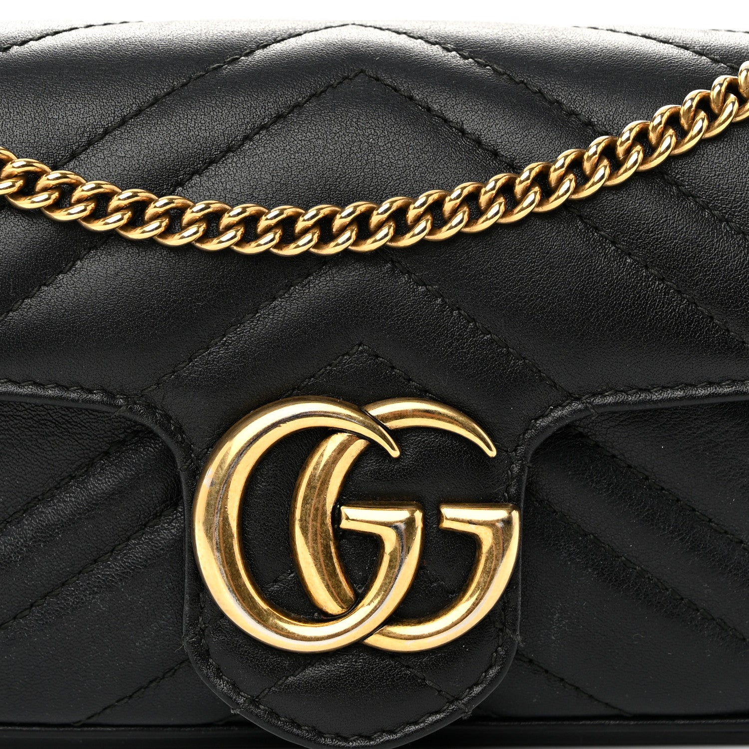 Gucci Calfskin Matelasse Super Mini GG Marmont Shoulder Bag Black 8 of 11