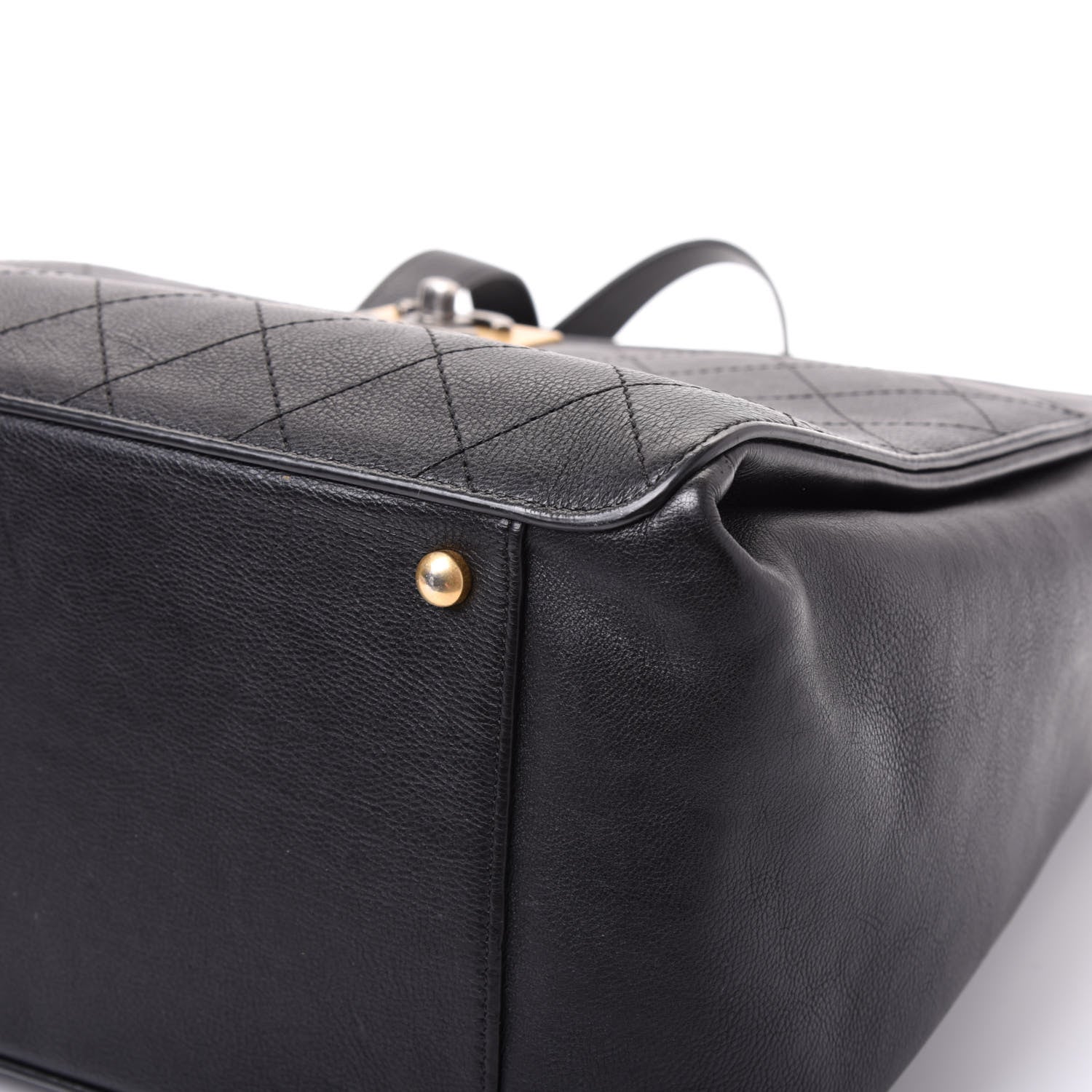 Chanel Calfskin Stitched Large Straight Lines Shopping Tote Black 6 of 12