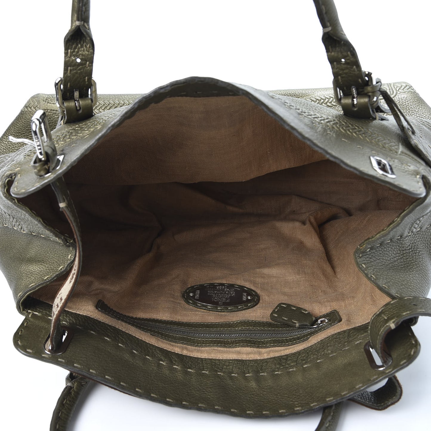 Calfskin Romano Selleria Large Villa Borghese Tote Green