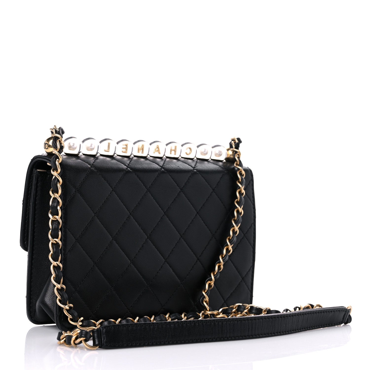 Chanel Goatskin Quilted Logo Small Chic Flap Black 2 of 18