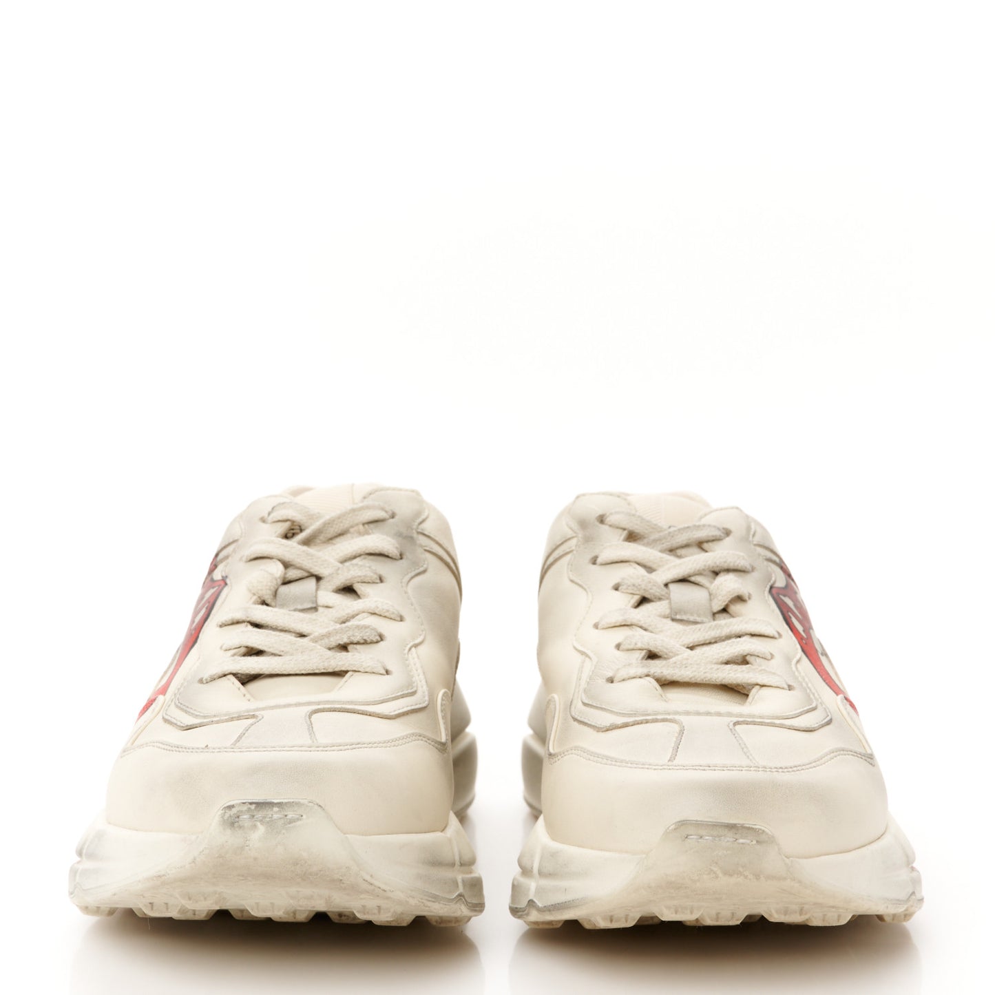 Calfskin Mouth Print Womens Rhyton Sneakers 38 Ivory
