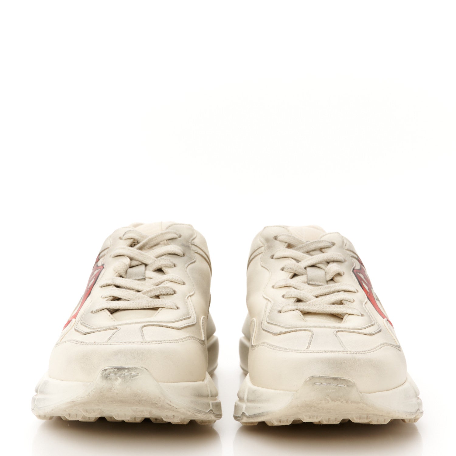 Gucci Calfskin Mouth Print Womens Rhyton Sneakers 38 Ivory 3 of 9