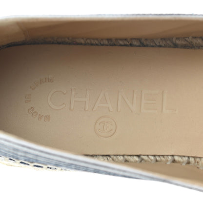 Chanel Canvas Striped Patent CC Espadrilles 37 Ivory Navy White 8 of 8