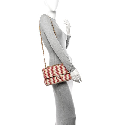 Chanel Jersey Quilted Medium Coco Sailor Flap Red White 2 of 14