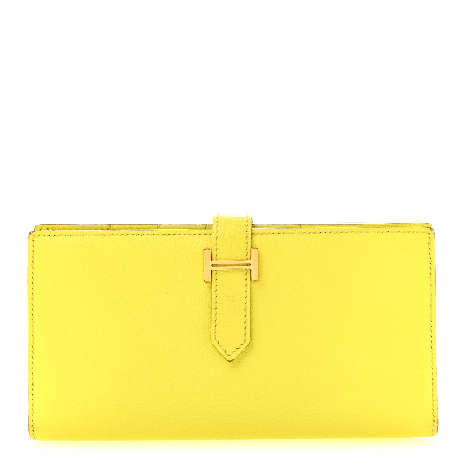 Hermes Chevre Mysore Bearn Gusset Wallet Lime 1 of 12