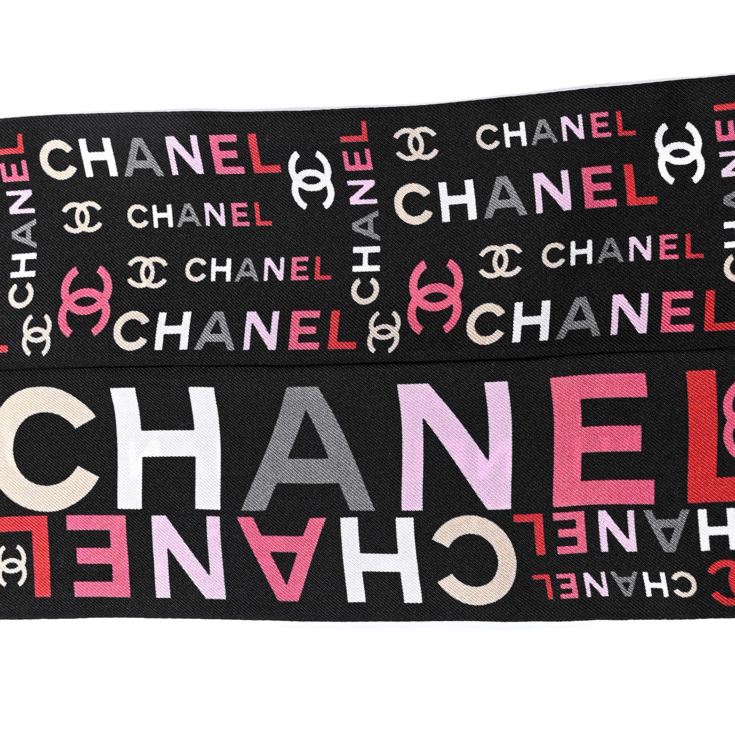 Chanel Silk Twill Slim Logo Bandeau Scarf Black 4 of 4