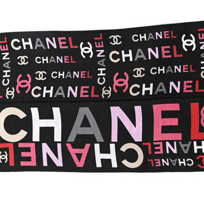 Chanel Silk Twill Slim Logo Bandeau Scarf Black 4 of 4