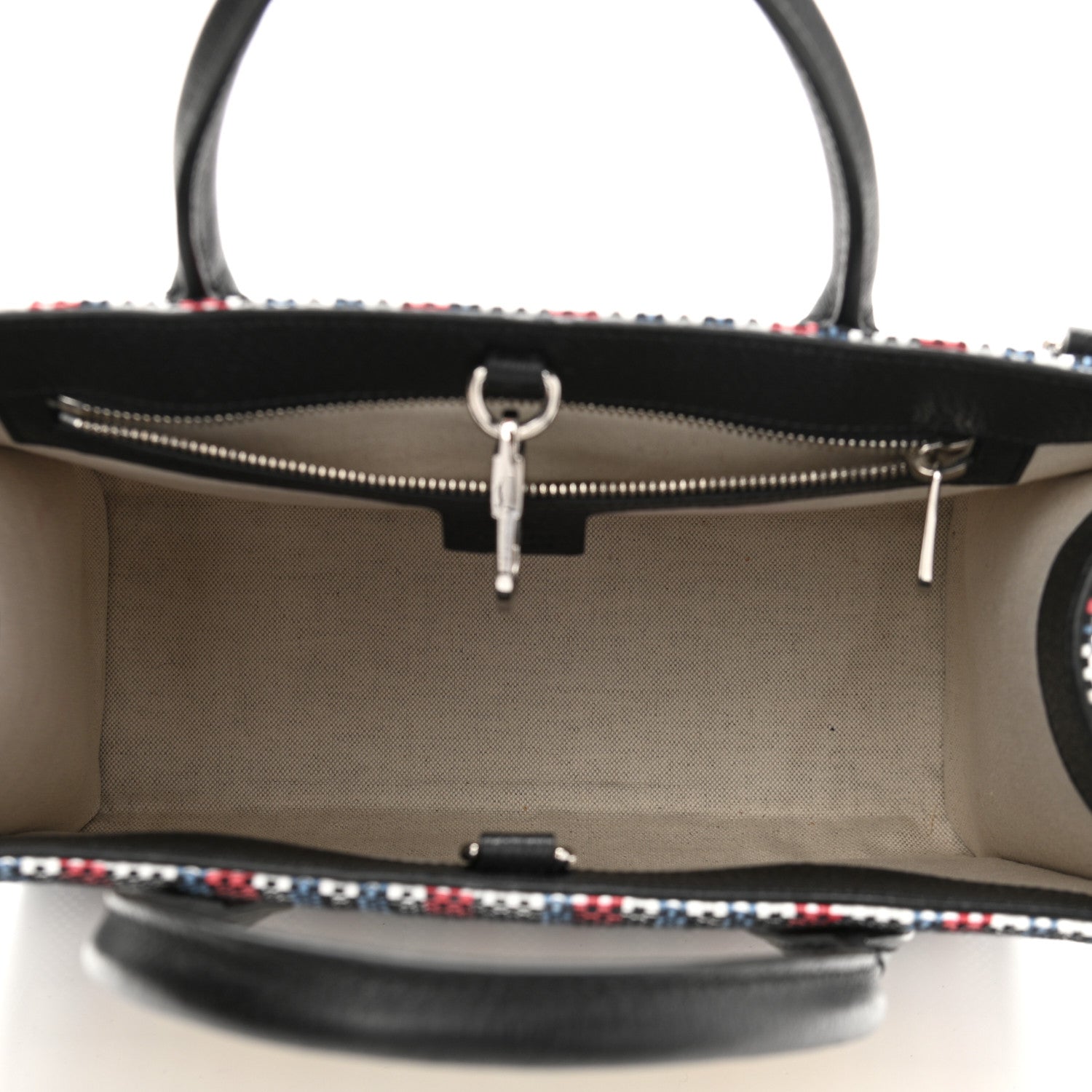 Gucci Canvas Plaid ICCUG Embroidered Small Tote Bag Black White Red Blue Smile Yellow 5 of 10